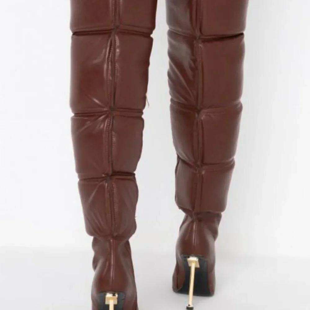 AZALEA WANG NOT YOUR AVERAGE STILETTO BOOT IN BROWN